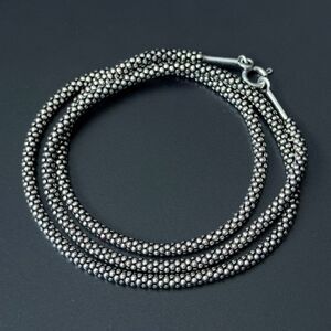 NICE Vintage Oxidized Sterling Silver 925 Popcorn Chain Necklace 18" 3mm 8.4g